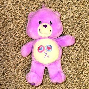 CARE BEARS VTG 2002 COLLECTIBLE SHARE BEAR PURPLE PLUSH 13” EUC